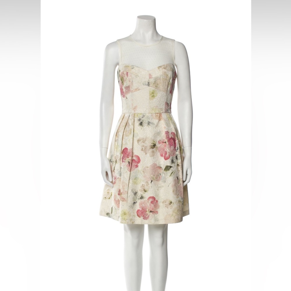 Maggy London Cream Pleated Mini Dress